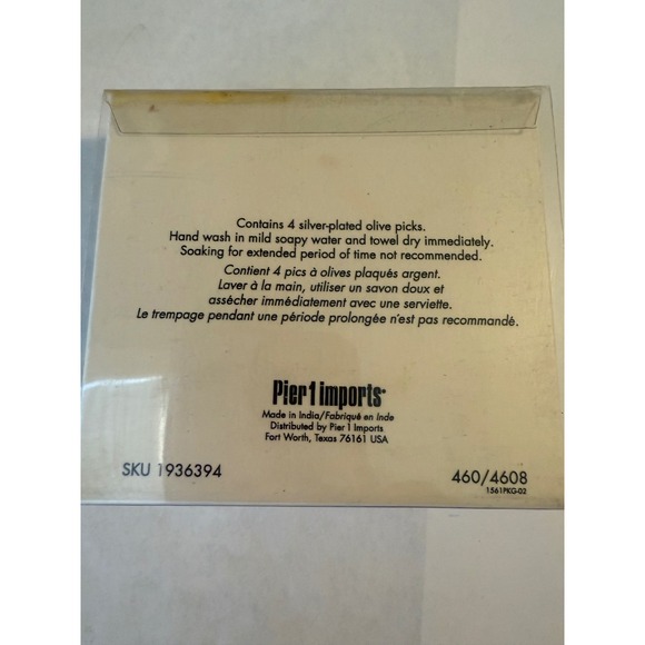 Pier‎ 1 Imports Jeweled Olive Picks Silver Plated  Set of 4 New - Picture 3 of 6